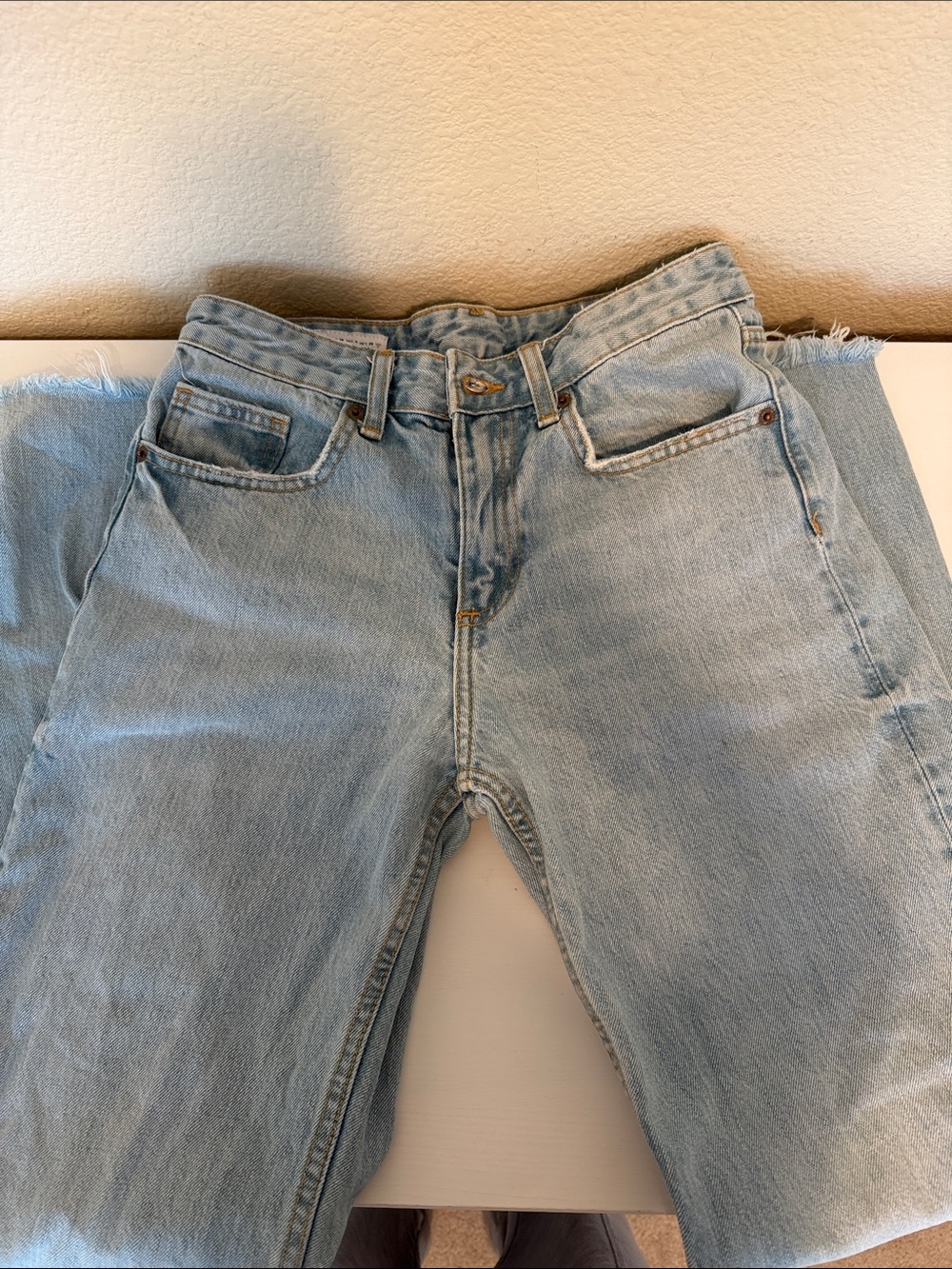 ZARA TRF mid rise wide leg jean
